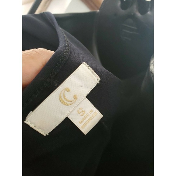 C Women's Solid Black Polyester V-Neck Cold Shoulder Sleeve Casual Romper Size S - Picture 8 of 11